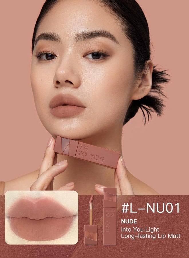 انتو أحمر شفاه INTO YOU Matte Velvet Lip Stain طويل الأمد ومقاوم للماء، ملمع شفاه مرطب للنساء (L-Nu01) - Image 2